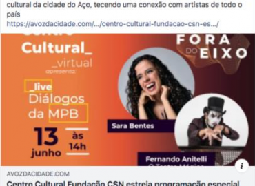 Centro Cultural Fundação CSN estreia programação especial na web