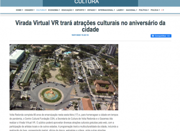 Virada Virtual VR terá atrações culturais no aniversário de Volta Redonda