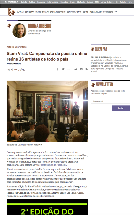 Slam Viral: Campeonato de poesia online reúne 16 artistas de todo o país