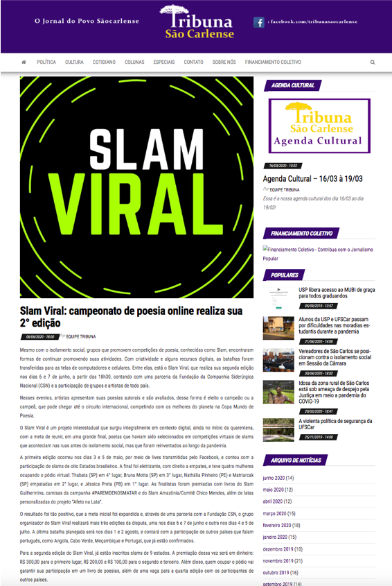 Slam Viral: campeonato de poesia online realiza edição internacional
