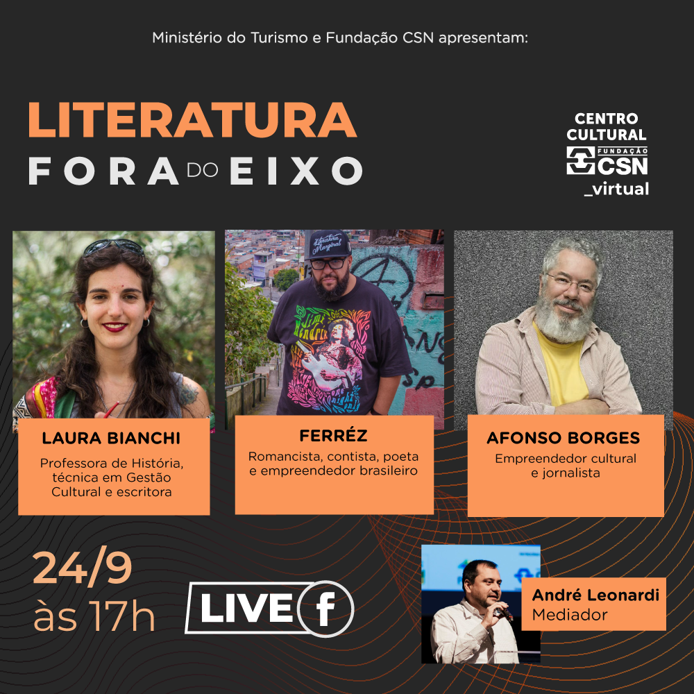 Live | Literatura fora do eixo com Laura Bianchi, Ferréz e Afonso Borges