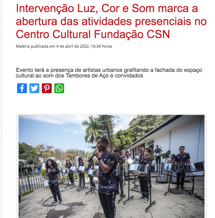 Intervenção Luz, Cor e Som marca a abertura das atividades presenciais no Centro Cultural Fundação CSN