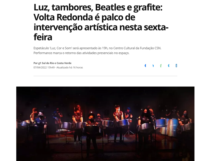 Luz, tambores, Beatles e grafite: Volta Redonda é palco de intervenção artística nesta sexta-feira