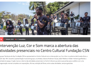 Intervenção Luz, Cor e Som marca a abertura das atividades presenciais no Centro Cultural Fundação CSN