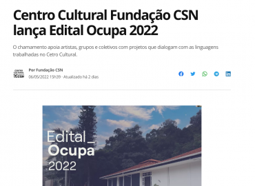 Centro Cultural Fundação CSN lança Edital Ocupa 2022