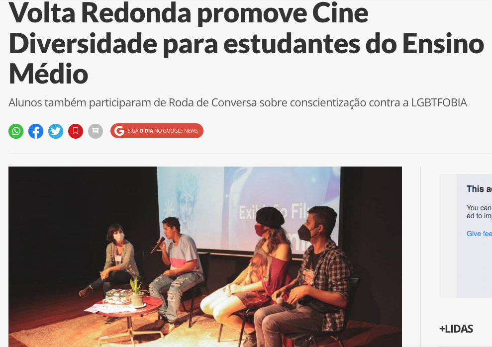 Volta Redonda promove Cine Diversidade para estudantes do Ensino Médio